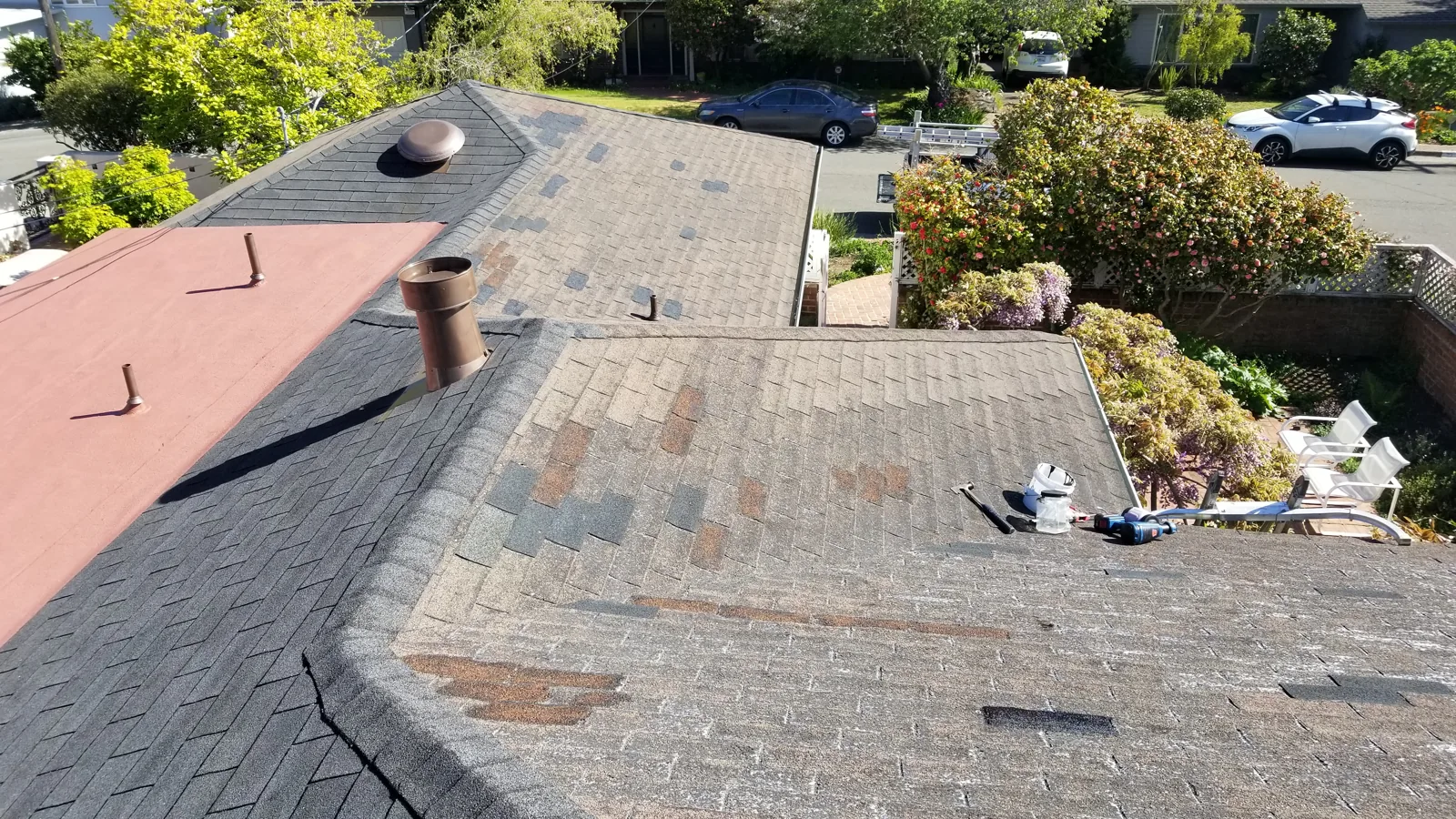 Asphalt Shingle Roof during Full Restoration process